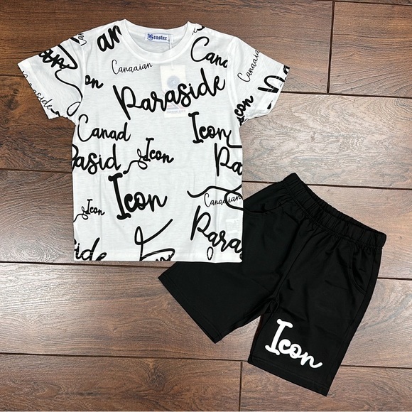 Other - Boys white & black short set